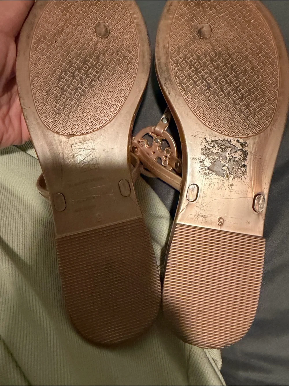 Tory Burch Mini Miller Jelly Thong Sandal in Blush Pink with Gold Logo
